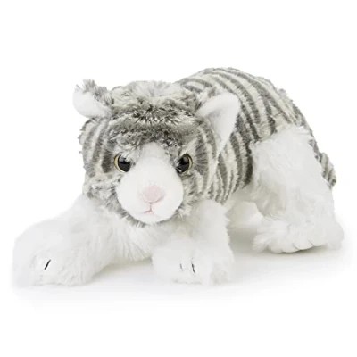 Image of Zappi Co Plush Children&#039;s Stuffed Soft Cuddly Toy Part of Safari Animals Collection, Perfect for Kids (25cm Length) (Grey Kitten)