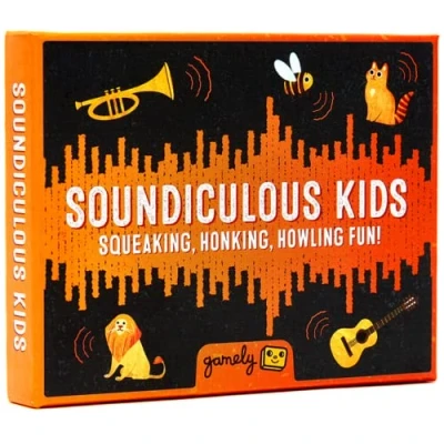 Image of Soundiculous Kids: The pocketsize game of hilarious sounds that gets grown ups laughing too! Creative, funny and imaginative for children, their family friends.