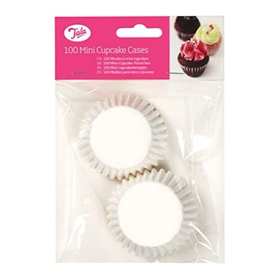 Image of Tala 9cm Diameter Plain White Mini Cupcake Cases, Ideal for Smaller Shallow Cupcakes and Fairy Cakes, Perfect Birthdays Celebrations