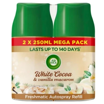 Image of Air Wick White Cocoa &amp; Vanilla Macaron Freshmatic Autospray Twin Refill 2x250ml