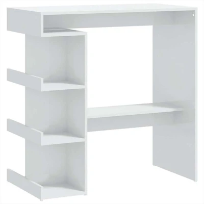 Image of vidaXL Bar Table with Storage Rack High Gloss White 100x50x101.5 cm