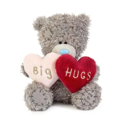Image of Me to You Tatty Teddy Plush 10cm High Big Hugs Bear With Padded Faux Fur Hearts Official Collection