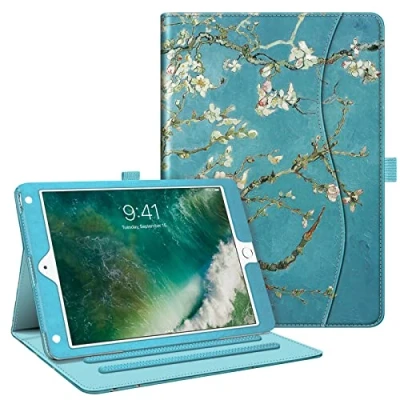 Image of FINTIE Case Compatible with iPad 6th /5th Generation/iPad Air 2 / 1, 9.7 inch Corner Protection Multi Angle Viewing Folio Cover w/Pocket, Auto Wake/Sleep, Blossom