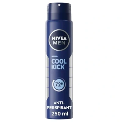 Image of NIVEA MEN Cool Kick Anti Perspirant Deodorant Spray (250ml), Men&#039;s Deodorant, Fresh 48H Protection Aerosol + Care