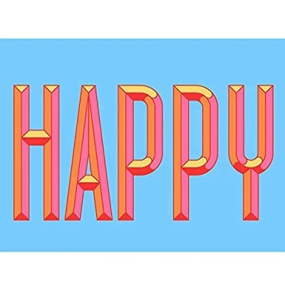 Image of Wee Blue Coo Happy Word Art Bright Unframed Wall Print Poster Home Decor Premium
