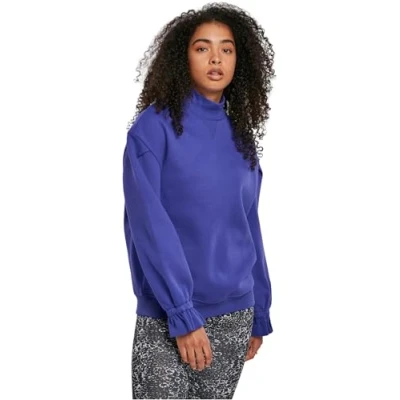 Image of Urban Classics Women&#039;s Ladies Turtleneck Crew Sweatshirts, bluepurple, S