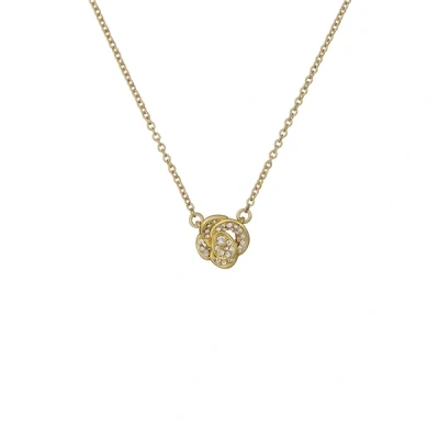 Image of Ted Baker Florita Crystal Flower Pendant Necklace For Women (Gold/Crystal)