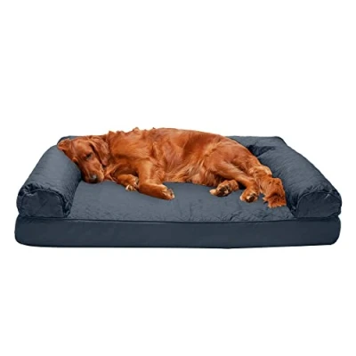 Image of Furhaven XL Orthopedic Dog Bed Quilted Sofa Style w/Removable Washable Cover Iron Gray, Jumbo (X Large)