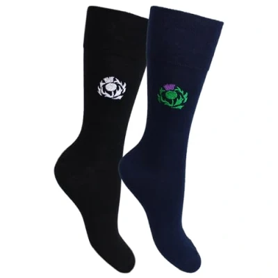 Image of Men&#039;s Scottish Thistle Designs Socks Gift Set (Black &amp; Navy) (UK, Numeric, 11, 13, Regular, Regular)