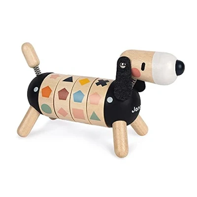 Image of Janod Dog Of Wooden Shapes and Colours Sweet Cocoon Collection Early Learning Years Toy, Water Based Paint Teaches Ages 2 Up, J04421