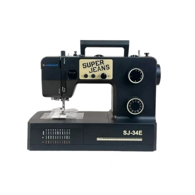 Image of Jaguar SJ 34E Heavy Duty Sewing Machine 34 Stitches Electronic Features Extension Table Automatic Needle Threader Drop in Bobbin Servo Motor LED Light Free Arm Ideal for Thick Fabric