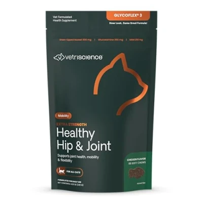 Image of Vetri Science Laboratories VETRISCIENCE Glycoflex 3 Maximum Strength Hip and Joint Supplement with Glucosamine for Cats DMG, MSM &amp; Green Lipped Mussel