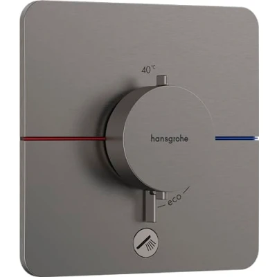 Image of hansgrohe ShowerSelect Comfort Q thermostat conceiled, bathroom tap with safety stop at 40 C, for showers and bath tubs, shower mixer 1 function, brushed black chrome, 15589340