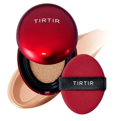 Image of TIRTIR Mask Fit Red Cushion Foundation Full coverage, Weightless, Skin fit, Satin Glow Finish, Korean Makeup, beauty, Tattoo cover up, Buildable (#33C Hazel, 0.63 Fl Oz)