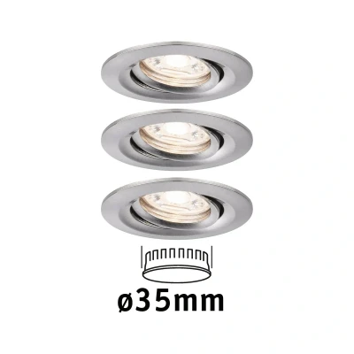 Image of Paulmann 94295 Nova mini LED recessed luminaire coin round swivelling incl. 3x4 watt ceiling spotlight brushed iron lamp aluminium warm white 2700 K