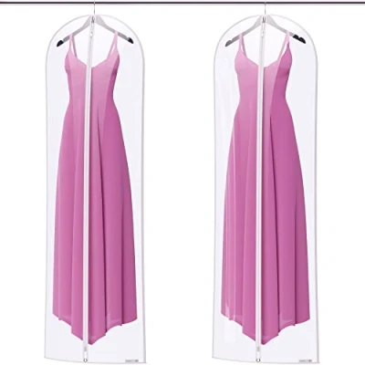Image of HANGERWORLD 2 Clear 72 Inch Showerproof Wedding Dress Bridesmaid Ball Gown Garment Cover Bags with White Trim