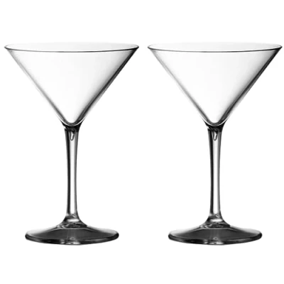 Image of AIOS Pair of Martini Cocktail Glasses Made from Unbreakable Polycarbonate. Ideal for Celebrations and Something a Little Different in Crystal Clear Finish.