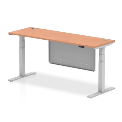 Image of Air 1800x600 Height Adjustable Desk Beech CP Silver Leg Modesty Panel