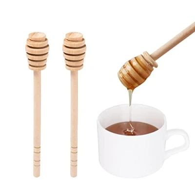 Image of DESIOLE Wooden Honey Mixing Stirrer, 2Pcs 6 Inch Dipper Sticks Spoon