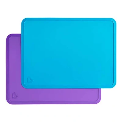 Image of Munchkin Silicone Placemats for Kids, 2 Pack, Blue/Purple