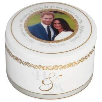 Image of Royal Wedding Prince Harry &amp; Ms. Meghan Markle Trinket Box Storage Organiser New Bone China