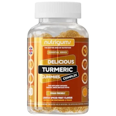 Image of Turmeric, Ginger &amp; Black Pepper Complex Gummy 60 Vegan Gummies Light Spiced Fruit Flavour Joint Support, Digestive Health Anti Inflammation by NUTRIGUMS®