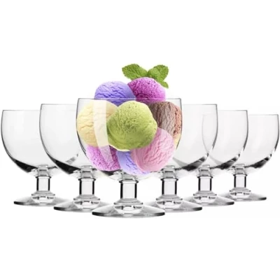 Image of Krosno Dessert Pudding Bowls, Tasting Collection, Set of 6, 11.8 oz (350 ml), Premium Glassware, Ideal for Ice Cream, Fruit, and Desserts, Elegant Design, Dishwasher Safe, Made in Europe