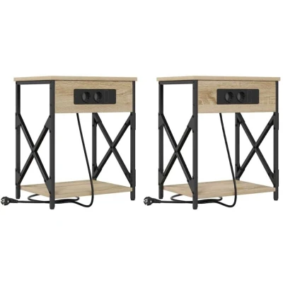 Image of vidaXL Bedside Cabinet 2 pcs Sonoma oak Engineered wood