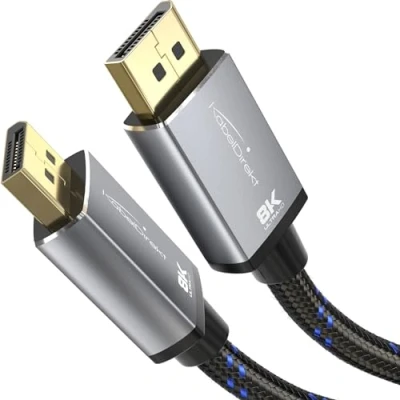 Image of 8K DisplayPort &amp; DP cable, A.I.S. shielding and metal plugs 5m (for 1.4 gaming PCs/laptops/graphics cards/monitors with 8K@60Hz, 4K@120Hz ultra fast 144Hz/165Hz/240Hz, black) CableDirect