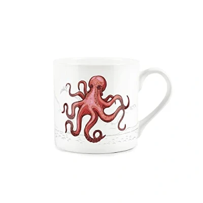 Image of Purely Home Coastal Animals Octopus Seaside Themed Mug Fine Bone China White Coffee/Tea Present Gift
