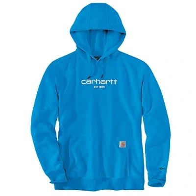 Image of Carhartt Men&#039;s Force Relaxed Fit Lightweight Logo Graphic Sweatshirt, Azure Blue, XXL
