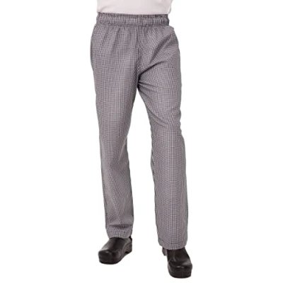 Image of Chef Works Essential Unisex Baggy Pants X Small / XS Extra Black Check Design, Waist Size: 26 28 inch, Polycotton, Men&#039;s &amp; Women&#039;s Pants, 3 Pockets, A026