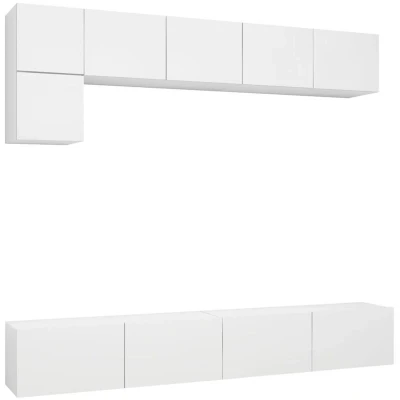 Image of vidaXL 5 Piece TV Cabinet Set White Engineered Wood