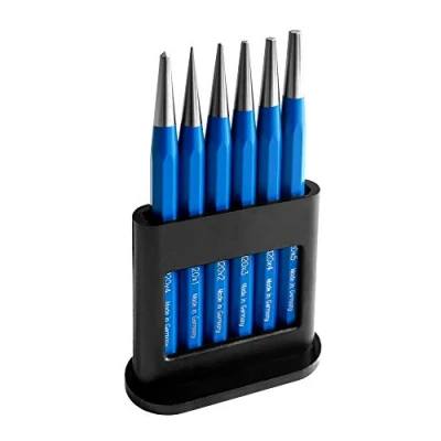 Image of S&amp;R Heavy Duty Punch Set 6 Piece, Chrome Vanadium Steel, German Made, 1 5mm Drift Punches + Centre
