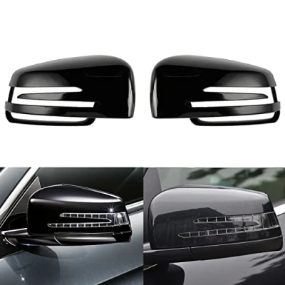 Image of KYYET Gloss Black Side Rearview Wing Mirror Cover Cap For W176 W204 C204 W212 W211 W246 C117