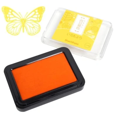 Image of IROMOYO Stamp PAD, for Journaling and Scrapbooking Traditional Japanese Ink Colour, Oil Based pad Yellow, Speedy Drying Time