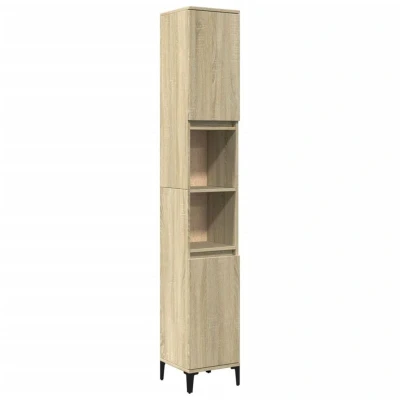 Image of vidaXL Bathroom Cabinet Storage Vanity Unit Sonoma Oak Engineered Wood 6 Compartments 30 x 190 cm