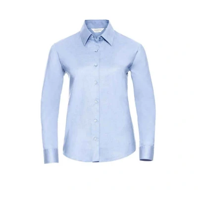 Image of Russell Athletic Womens/Ladies Oxford Easy Care Long Sleeved Shirt (Oxford Blue) Size 5XL