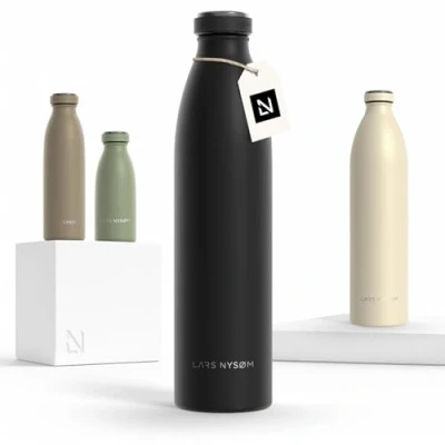 Image of LARS NYSØM Stainless Steel Insulated Water Bottle 12oz 17oz 25oz 34oz 51oz BPA Free Thermo Flask for Hot and Cold Beverages Leakproof Drinking