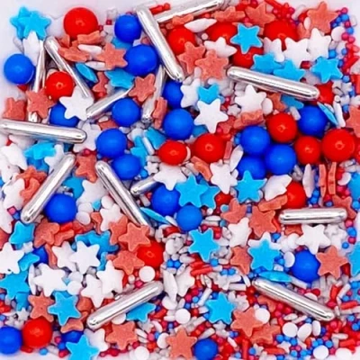 Image of Sprinkletti Stars And Stripes 100g Cake Topper Sprinkles Chocoballs, Rods, Balls, Strands Sugar Star Shapes Edible Decorations Birthday