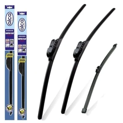 Image of Fits Jaguar F Pace 2015 onwards Set of 3 Windscreen Wiper Blades alca Germany Super Flat Front Rear 26&quot;19&quot;12&quot; TL ASF2619TL13X