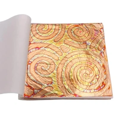 Image of Variegated Copper Foils Gold Leaf Sheets for Arts Craft Paper Nail Decorations CeramicsHome Gilding 50pcs Bronze Leaves 14X14cm