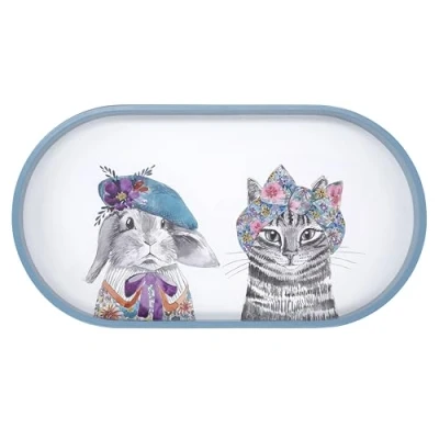 Image of Mikasa x Tipperleyhill Oval Serving Tray, Presentation Tray for Food and Drinks, Stylish Serveware with Animal Print, 38cm Unique Gifting