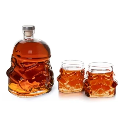 Image of Original Stormtrooper Decanter and 2 x Whiskey Glasses, for Whisky, Bourbon, Scotch &amp; Gin, 750ml with Cork Seal, 300ml Star Wars Gifts Men, Birthday Gift Men Thumbs Up!