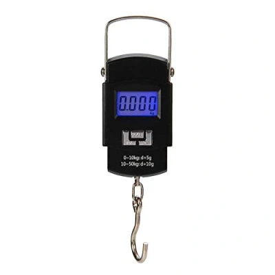 Image of SDMAX Digital 50kg Luggage Weighing Scale, Portable, Electronic Suitcase, Travel Bag Weight LED Screen, Hanging Lightweight, Black