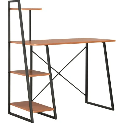 Image of vidaXL Desk with Shelving Unit Black and Brown 102x50x117 cm