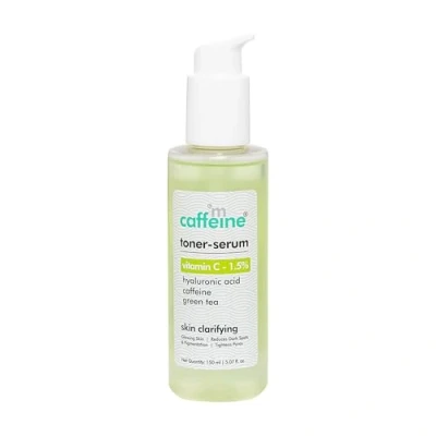 Image of mCaffeine Toner Serum Vitamin C 1.5 Percent Green Tea Reduces Dark Spots and Pigmentation Hydrates Visibly Tones Skin 150 ml