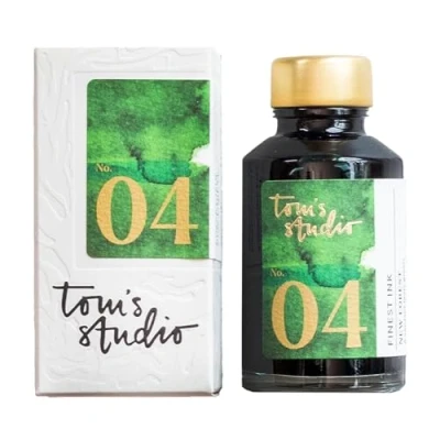 Image of Tom&#039;s Studio Fountain Pen Ink 50ml, Green Glass Bottles For Pens