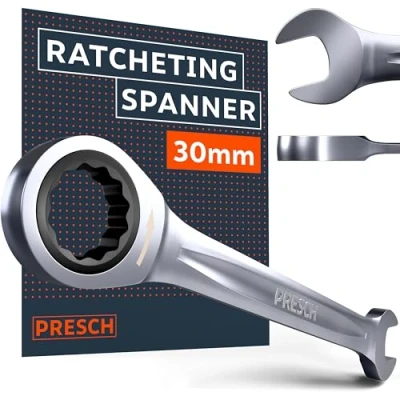 Image of PRESCH Ratchet Spanner 30mm Minimal Return Angle (3, 123 Teeth) 15 Offset for Tight Spaces Precision Milled, Durable Ring