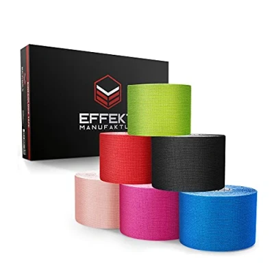 Image of Effekt Kinesiology Tape Waterproof (5 m x 5 cm), 6 Rolls Elastic Physio for Muscle Support and Injury Recovery, Medical Tape, Kinetic Durable Kinesthetic (Multi Color)